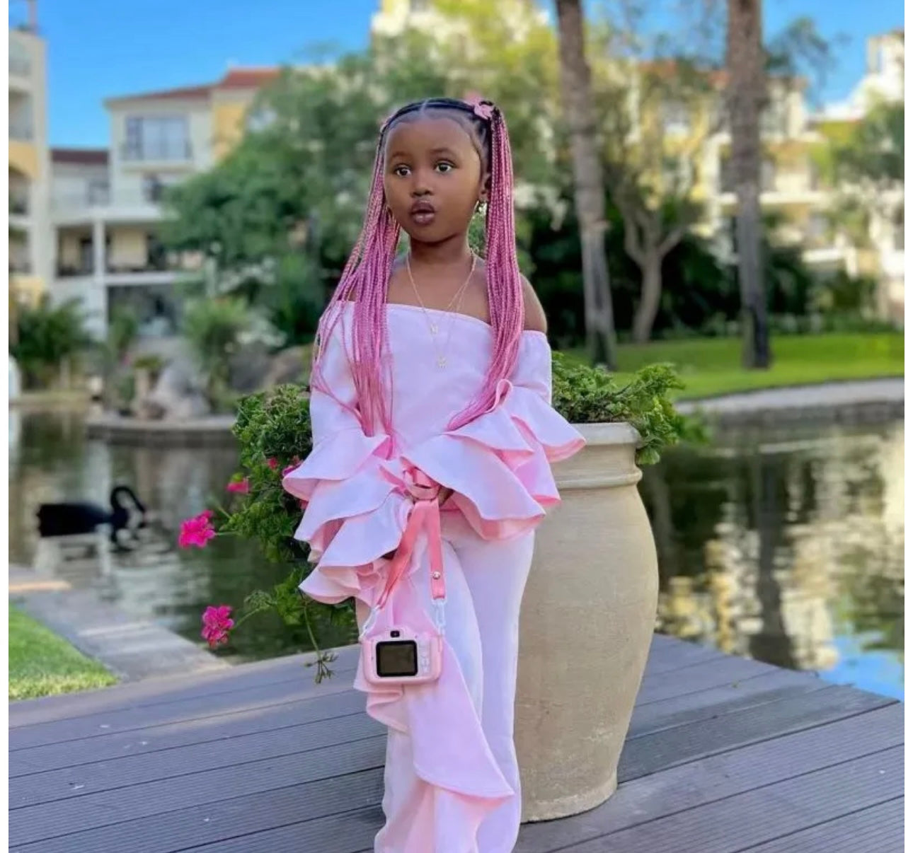 Off Shoulder Frill Cord- Vacation Wear