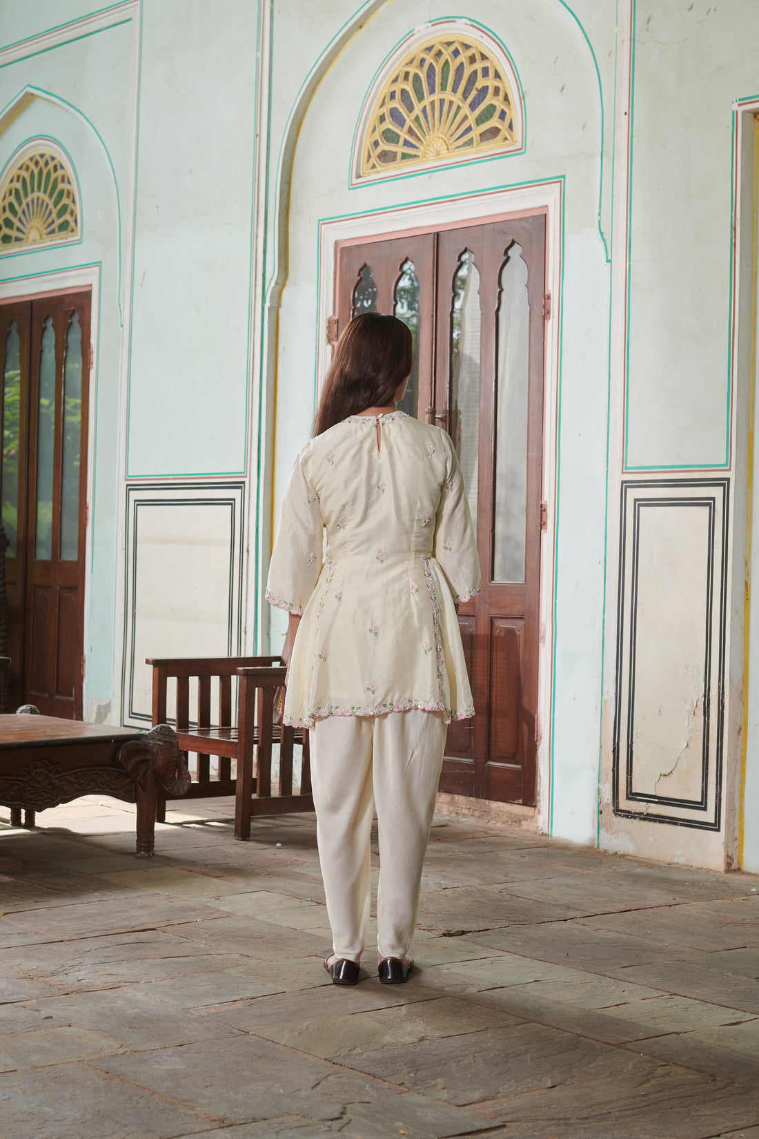 Varnika (वर्णिका) - Floral Embroidered Dhoti Set