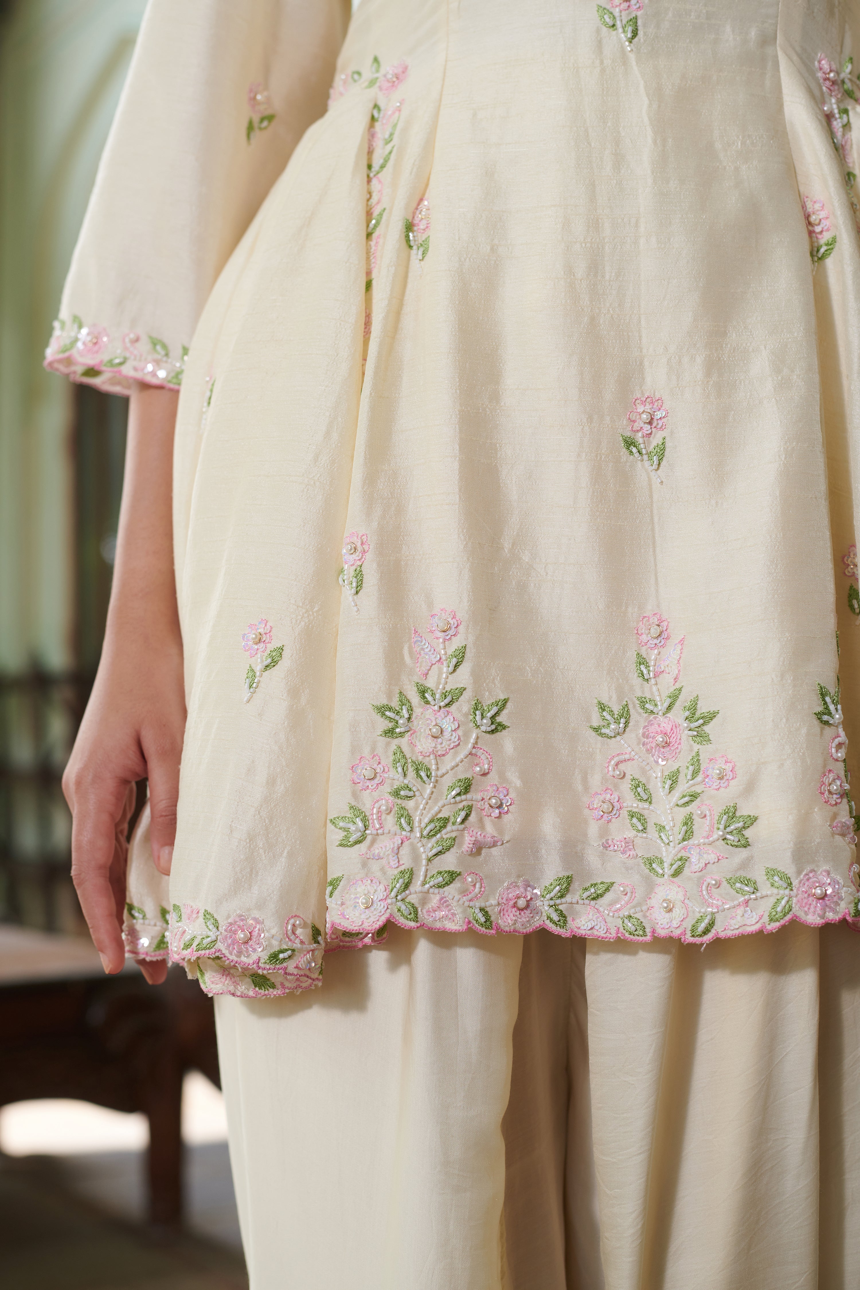 Varnika (वर्णिका) - Floral Embroidered Dhoti Set