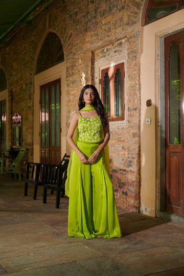 Haritā (हरिता) - Embroidered Top with Palazzo Set