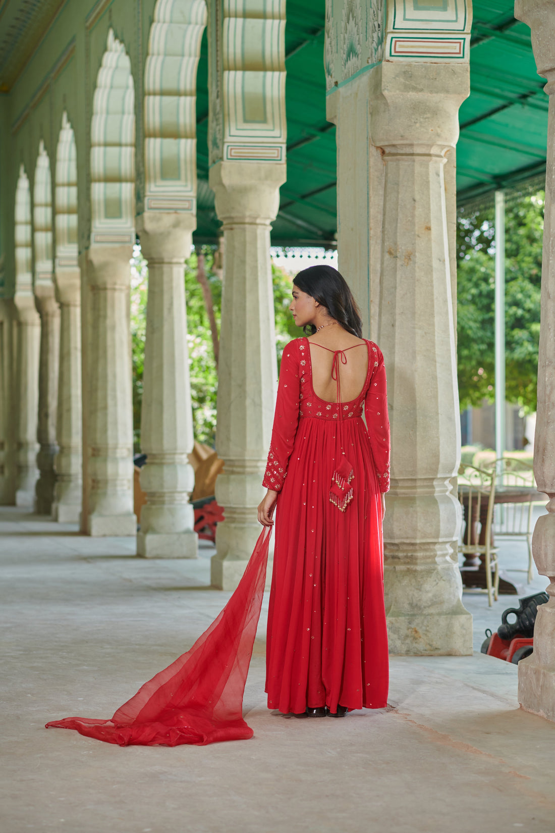 Raktāmbara (रक्ताम्बरा) - Embroidered Anarkali Set