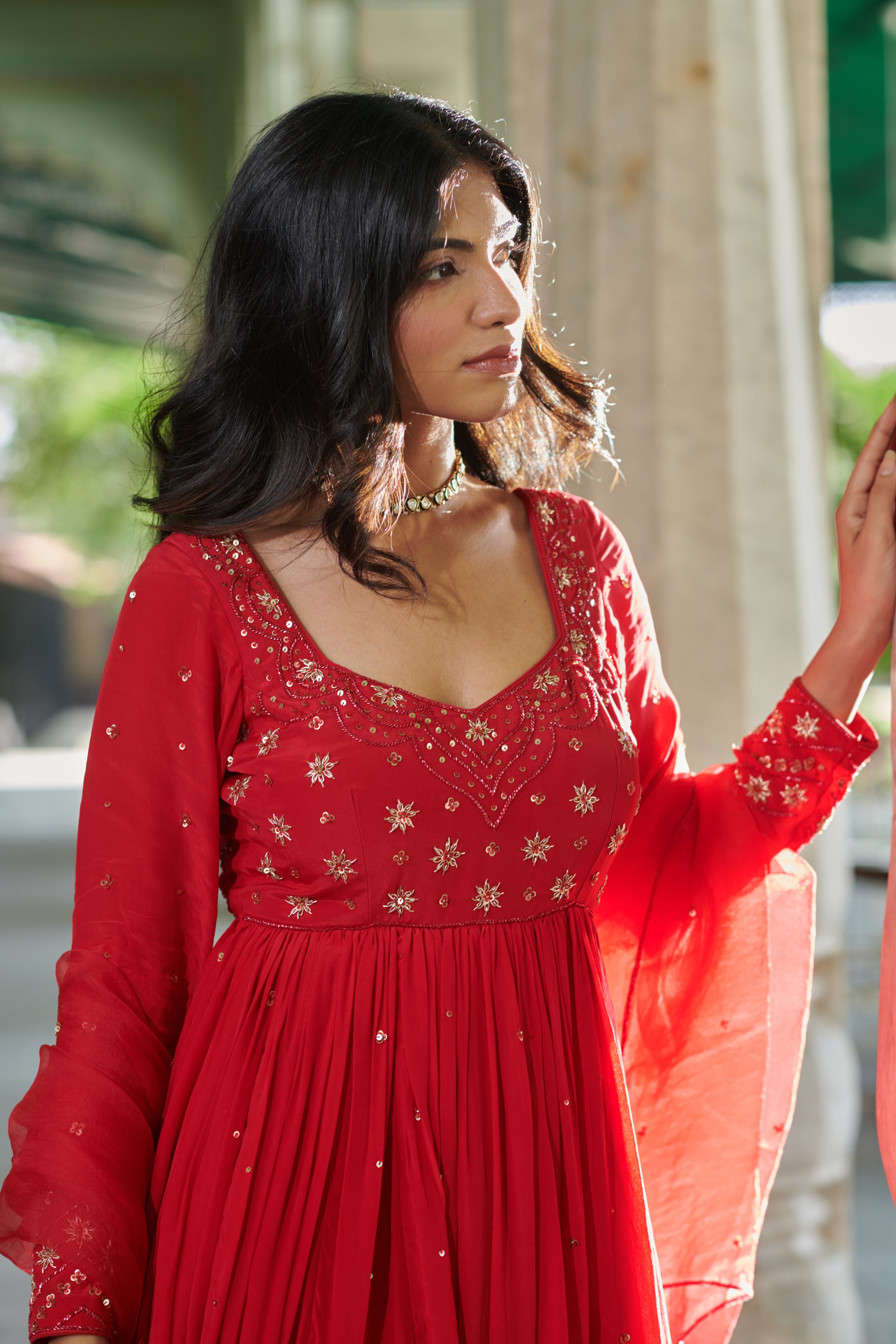 Raktāmbara (रक्ताम्बरा) - Embroidered Anarkali Set