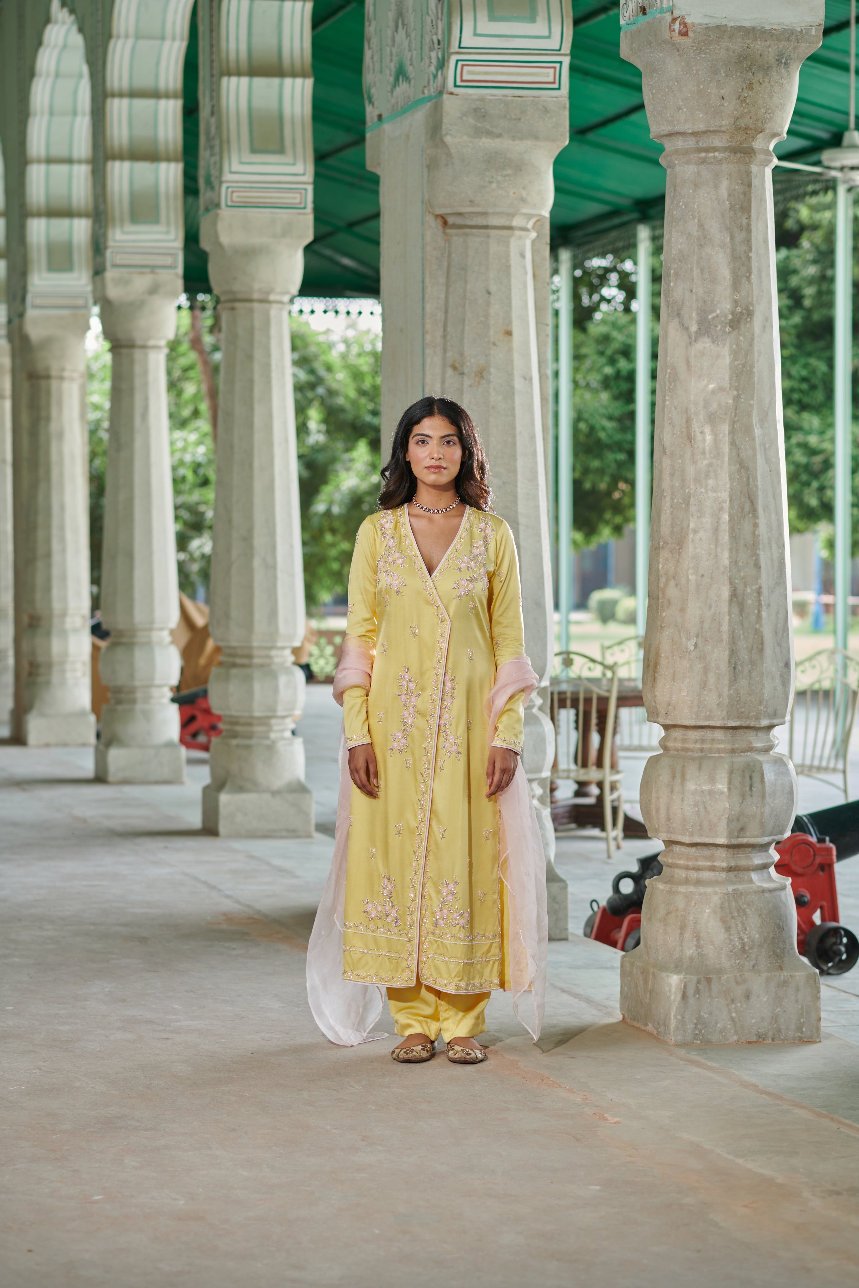 Suvarṇā (सुवर्णा) - Long Embroidered Kurta with Pants Set