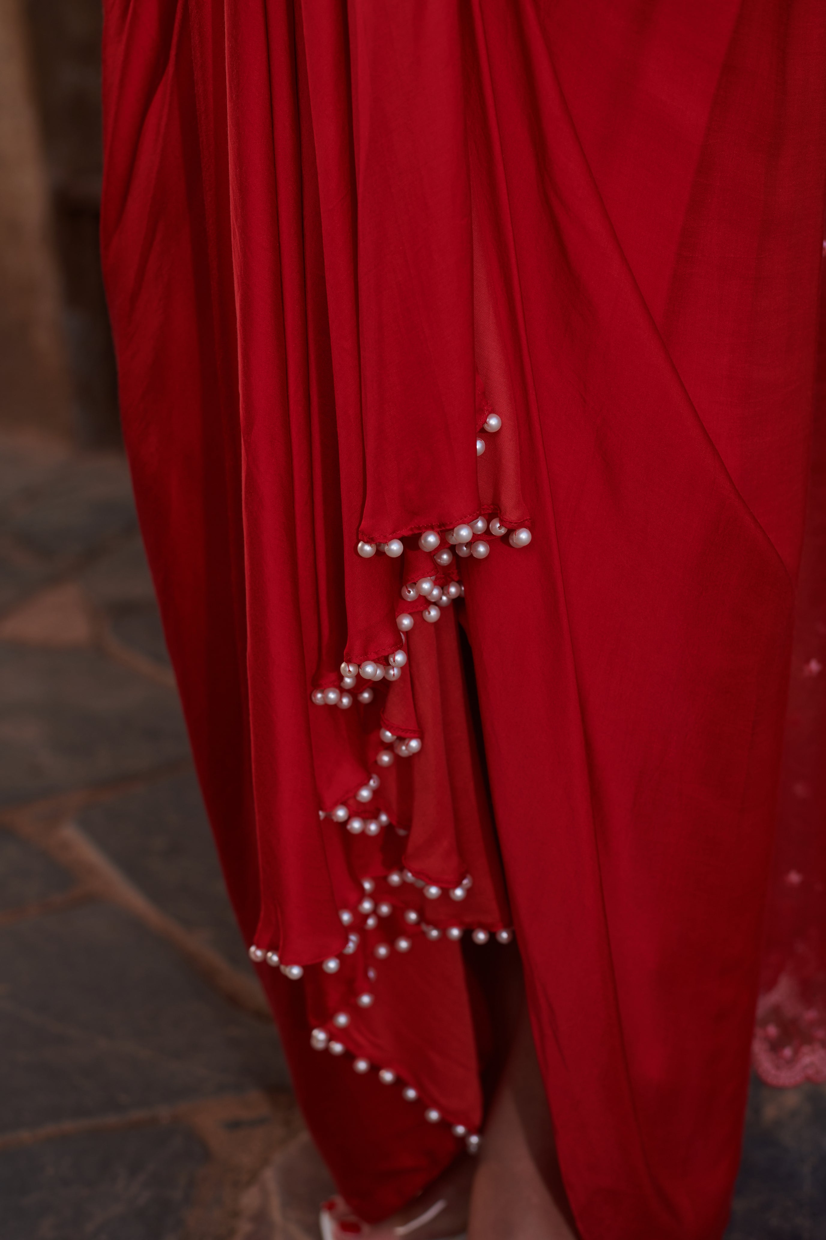 Sindūrā (सिन्दूरा)- Embroidered Blouse with Drape Skirt Set