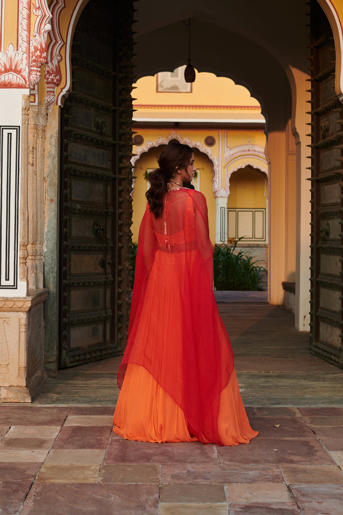 Sumanvā (सुमन्वा) - Orange Lehenga Set