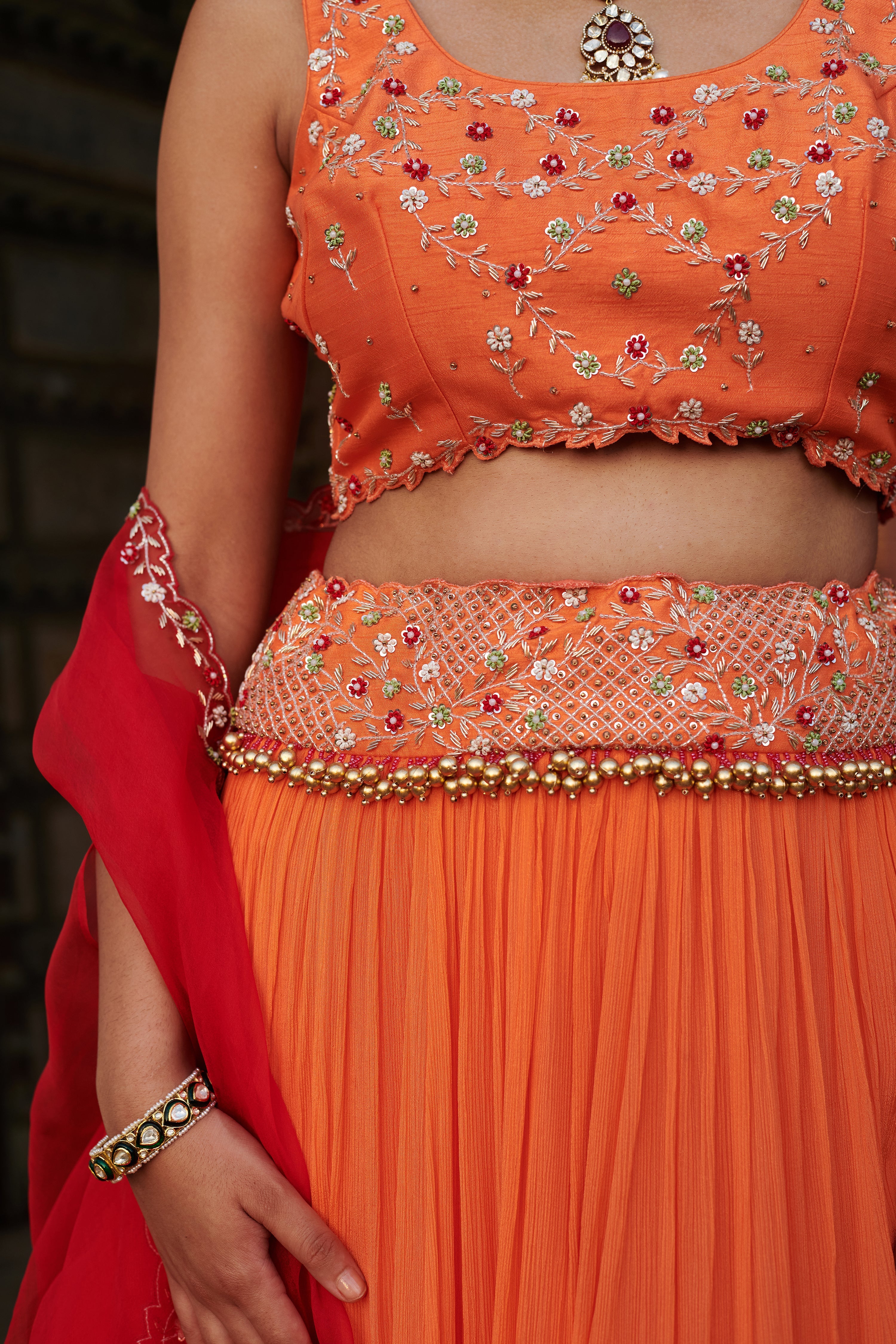Sumanvā (सुमन्वा) - Orange Lehenga Set