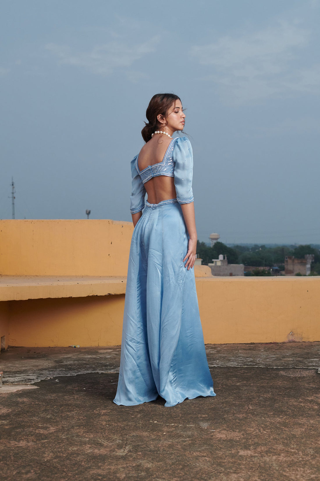 Nīlimā  (नीलिमा) - Blue Embroidered Jumpsuit