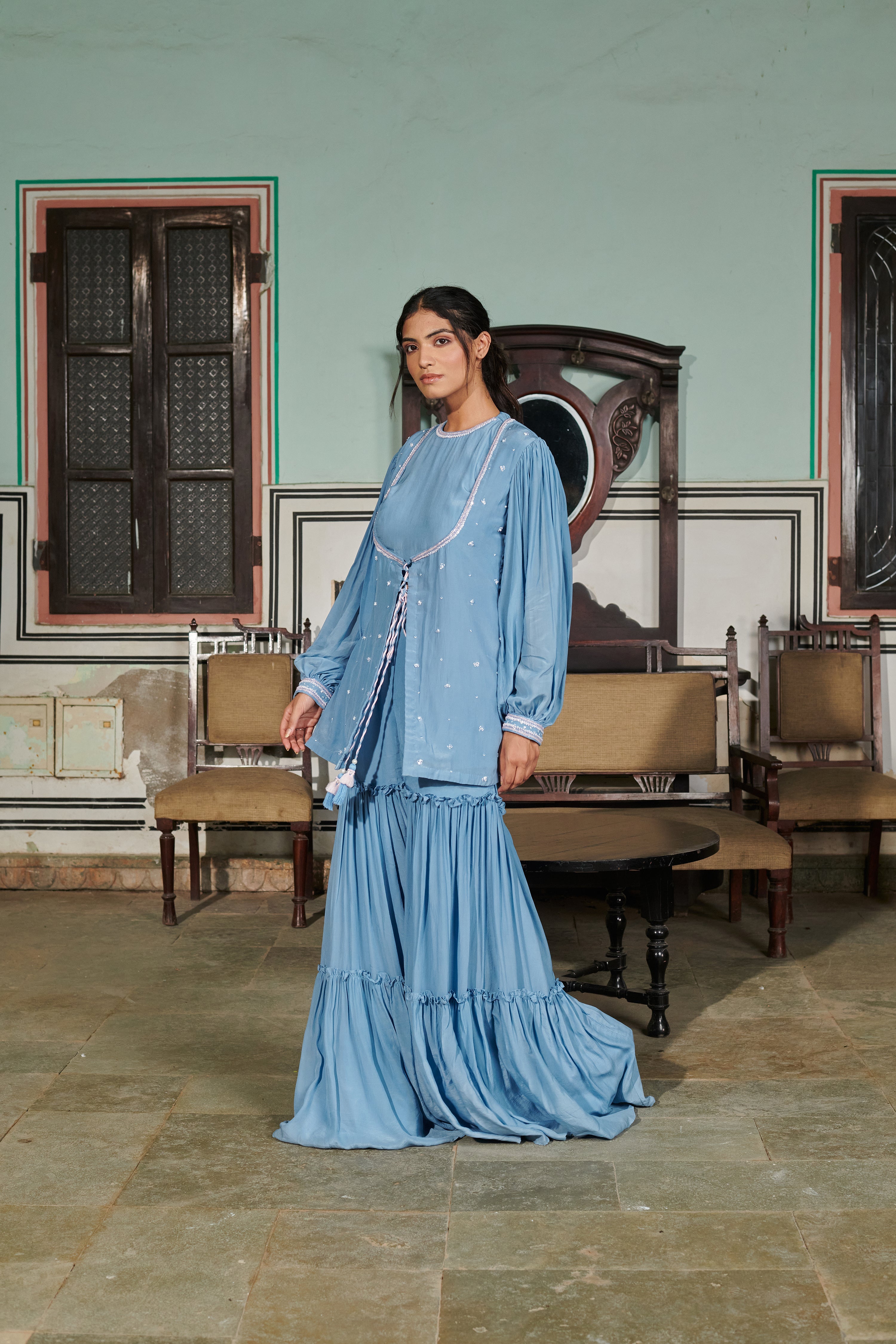 Vistāra  (विस्तारा) - Sharara with Top and Kurti Set