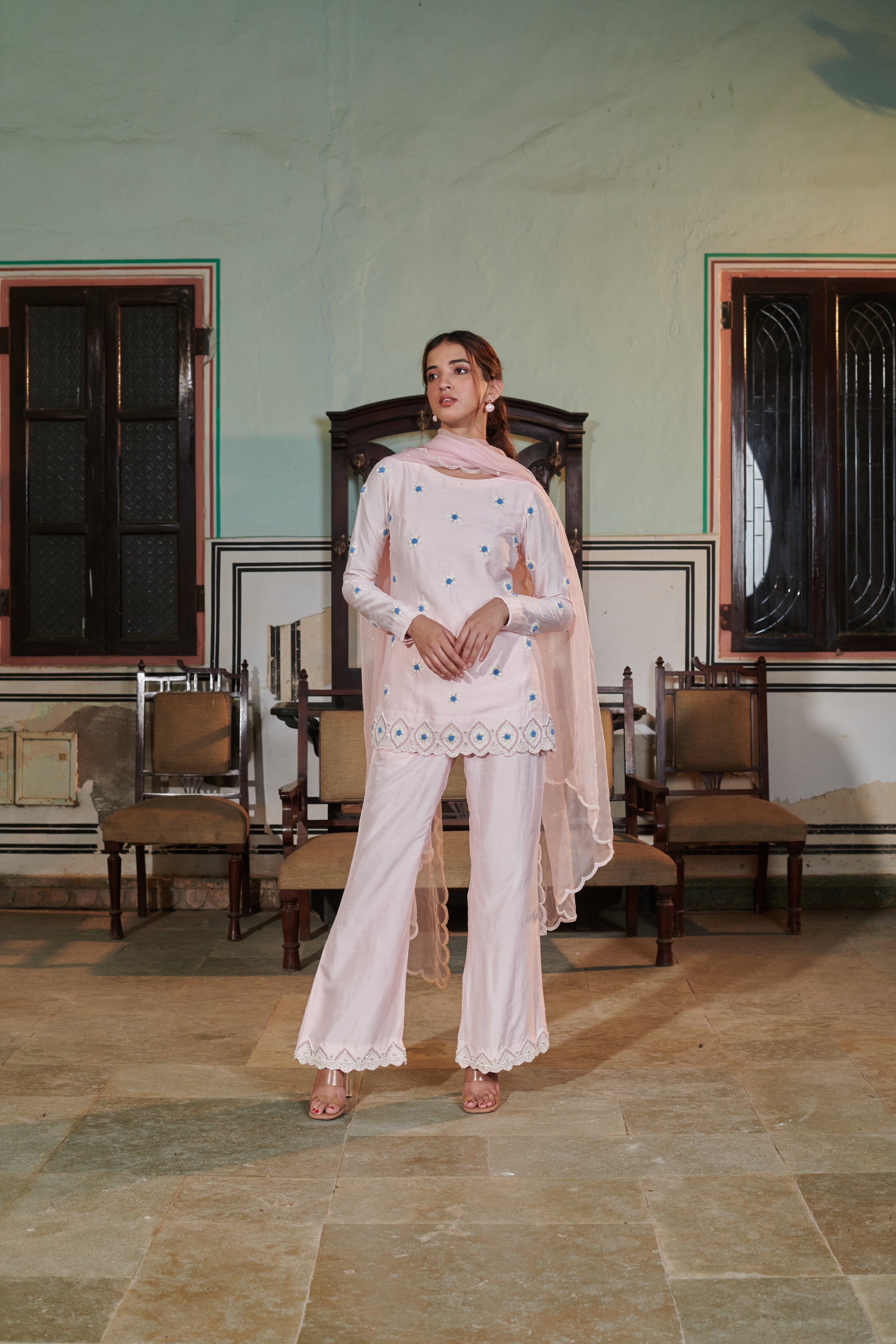 Anagha (अनघा) - Pink Embroidered Kurta Set