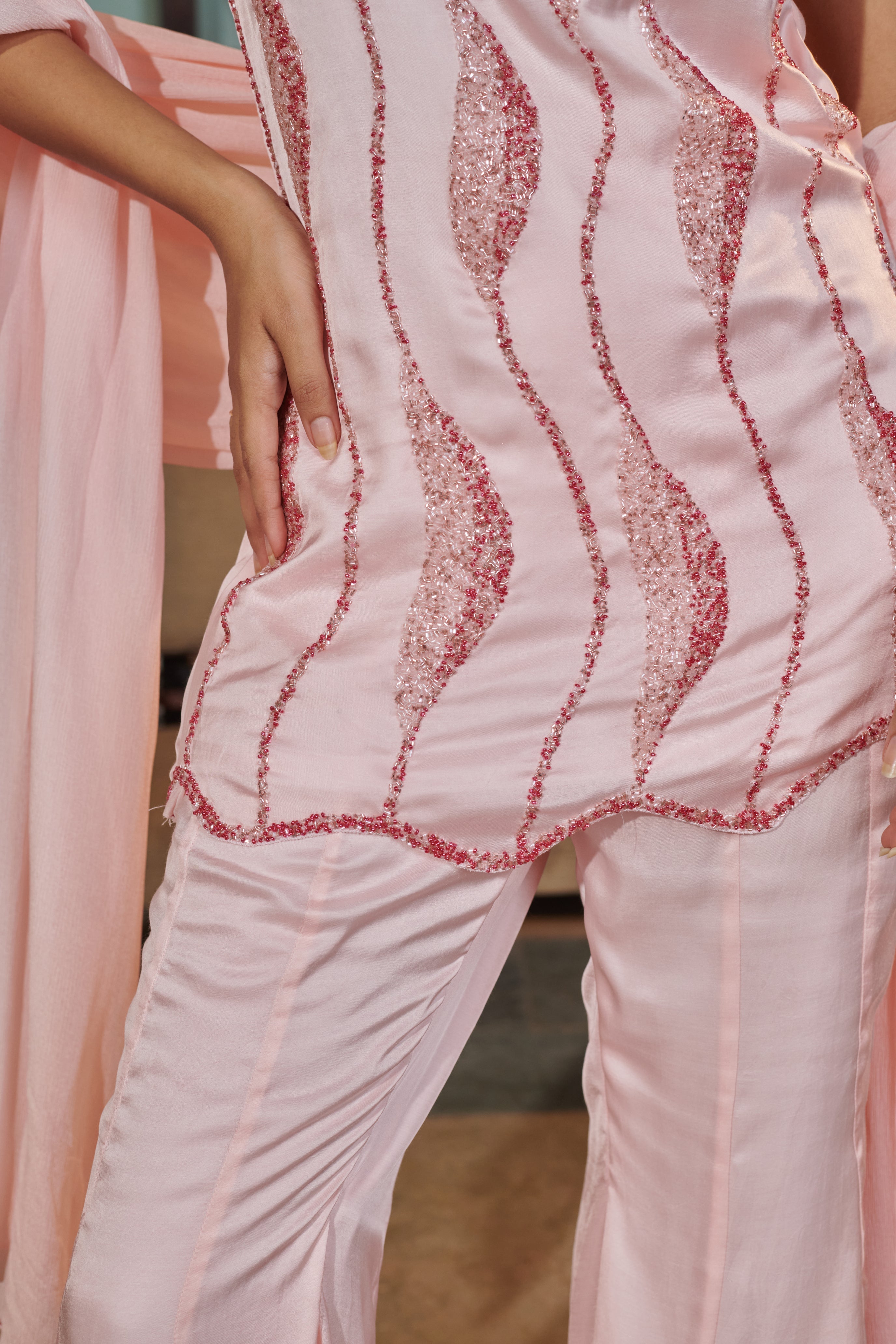 "Aavya" (आव्या) - Pink Embroidered Kurta Set