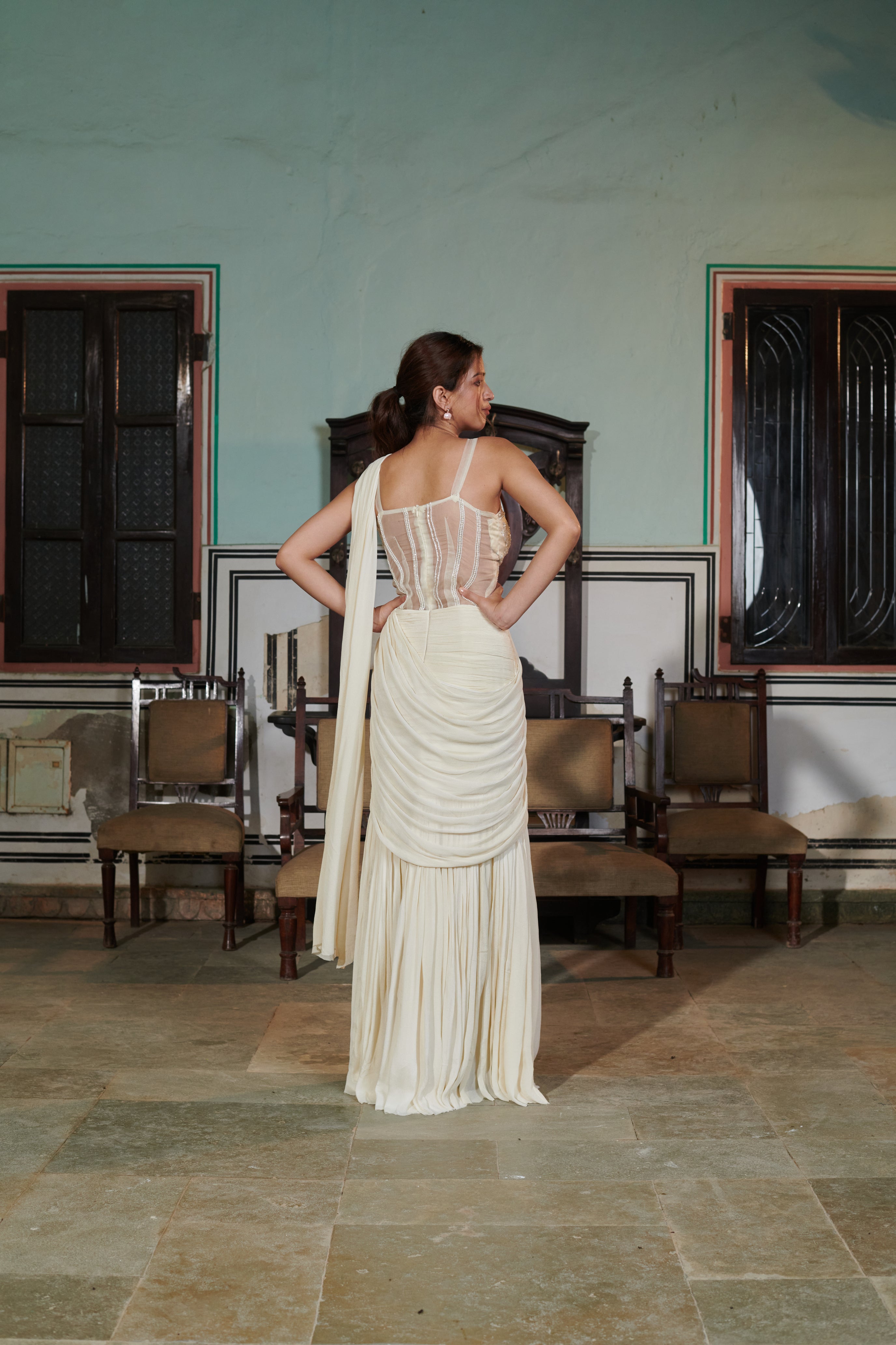 Rasā (रसा) - Ivory Embroidered Gown