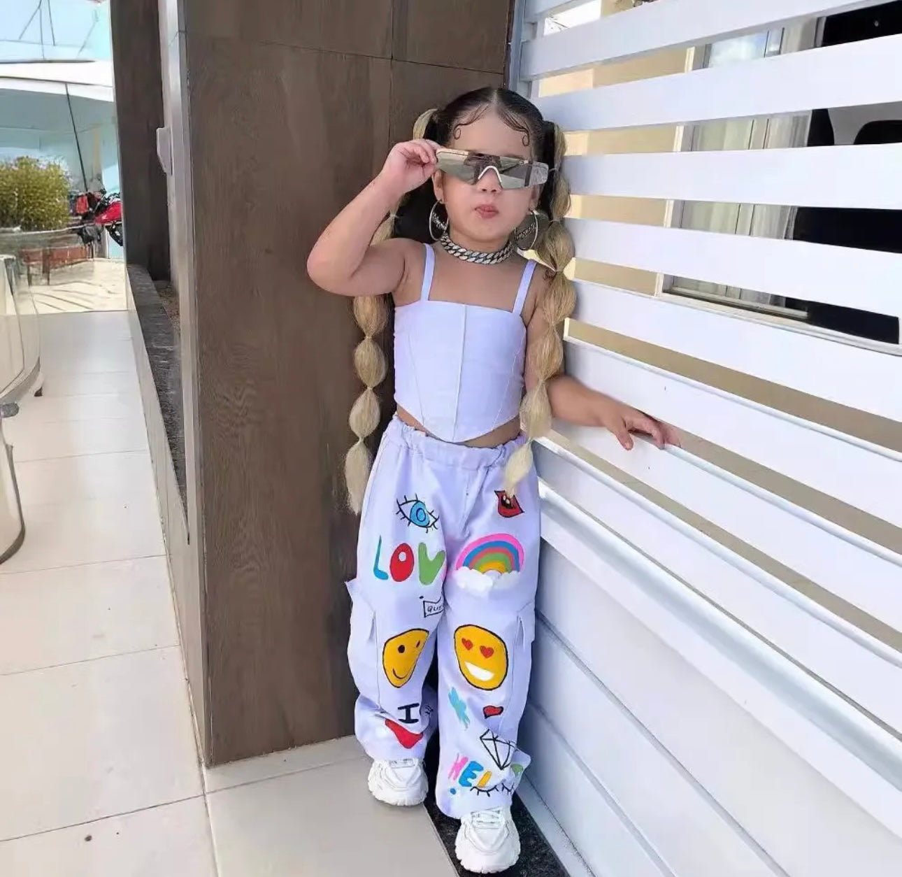 Corset & Cartoon Jogger Set - Vacation wear