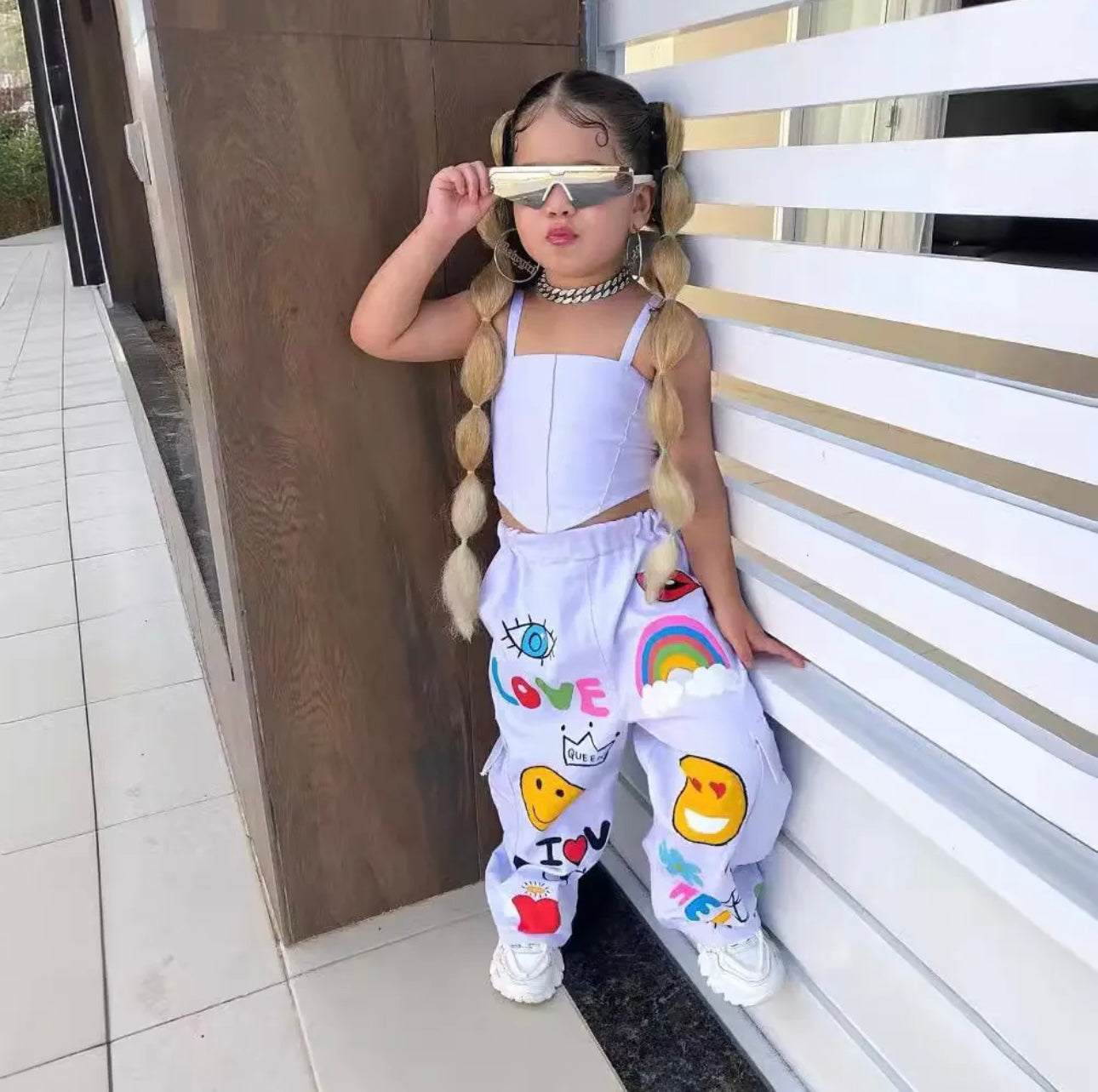 Corset & Cartoon Jogger Set - Vacation wear